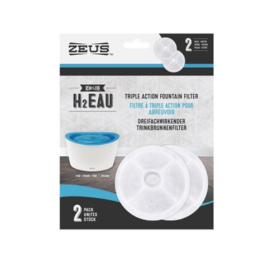 Zeus H2EAU Replacement Triple Action Fountain Filter 2 / pk