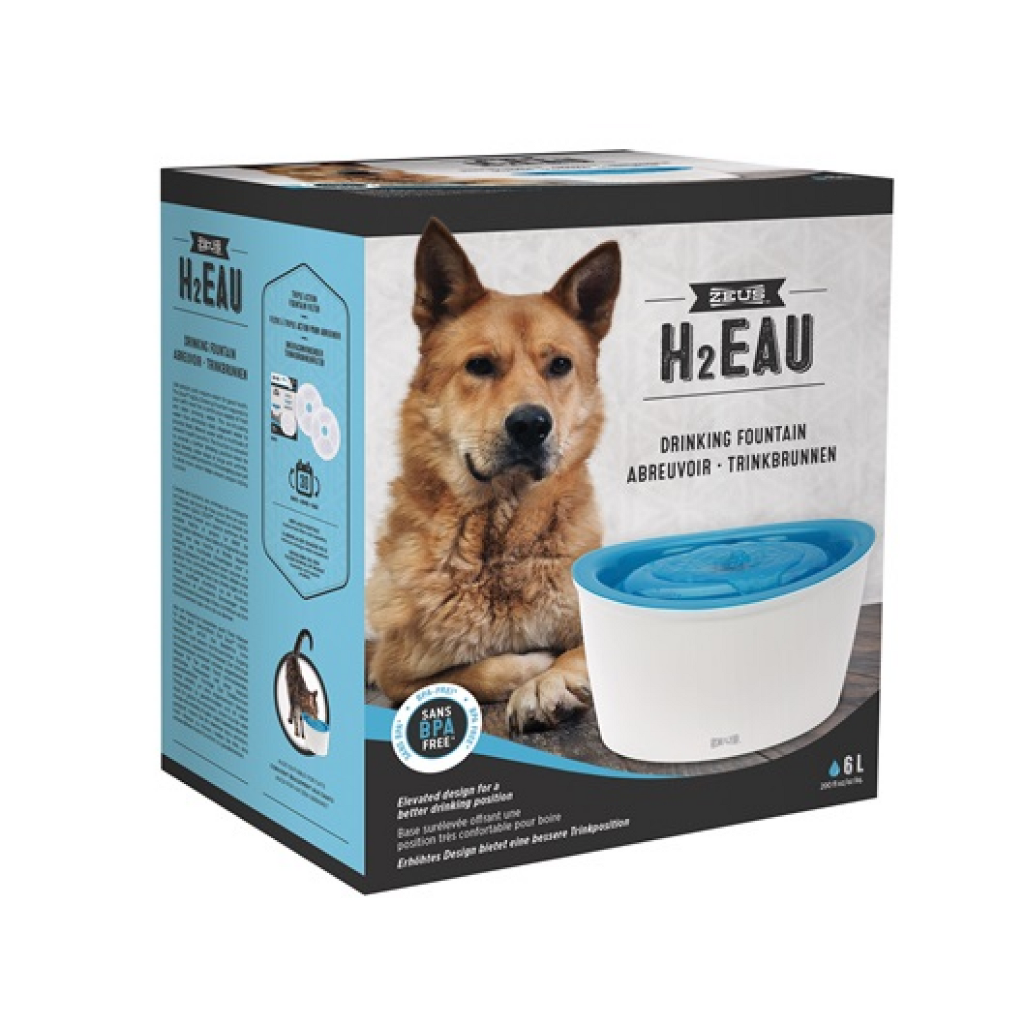 Zeus H2EAU Dog Drinking Fountain Blue Top 6 L