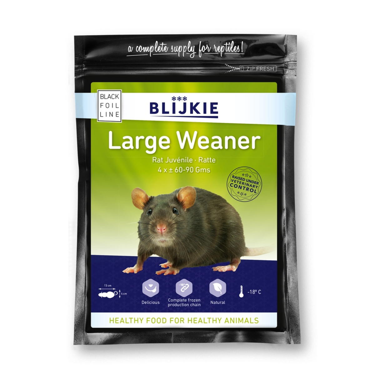 Blijkie Black Foil Line Large Weanerrat 60-90 g, 4 pcs - Zero Waste