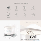 Catit Pixi Stainless Steel Fountain White, 2.5 L