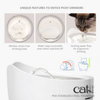 Catit Pixi Stainless Steel Fountain White, 2.5 L