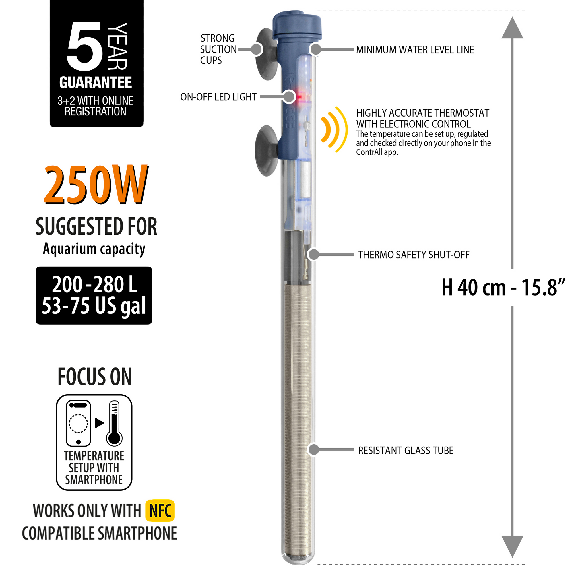 Scuba Contactless Submersible Heater 250W