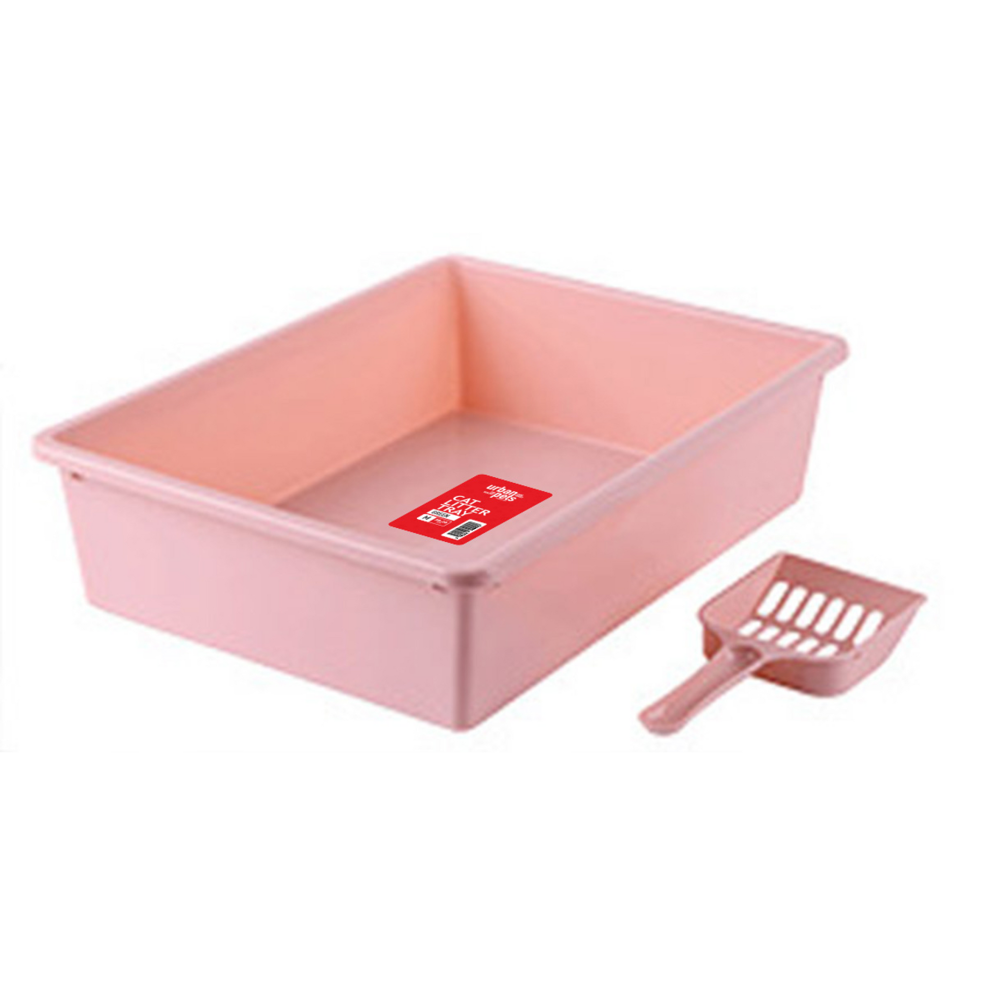 Cat Litter Tray with Scoop Pink, Medium, 38 x 28 x 10 cm
