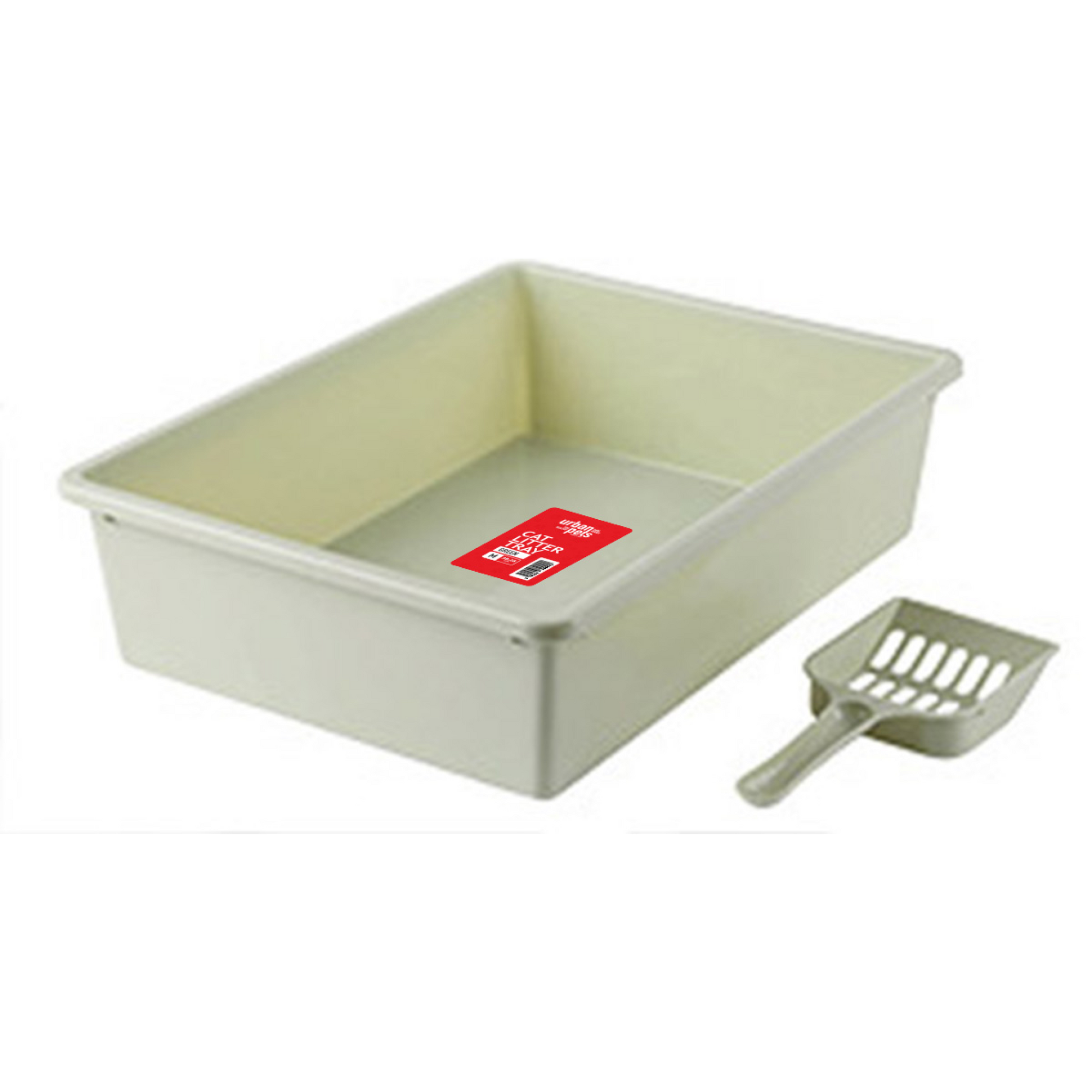 Cat Litter Tray with Scoop Green, Medium, 38 x 28 x 10 cm