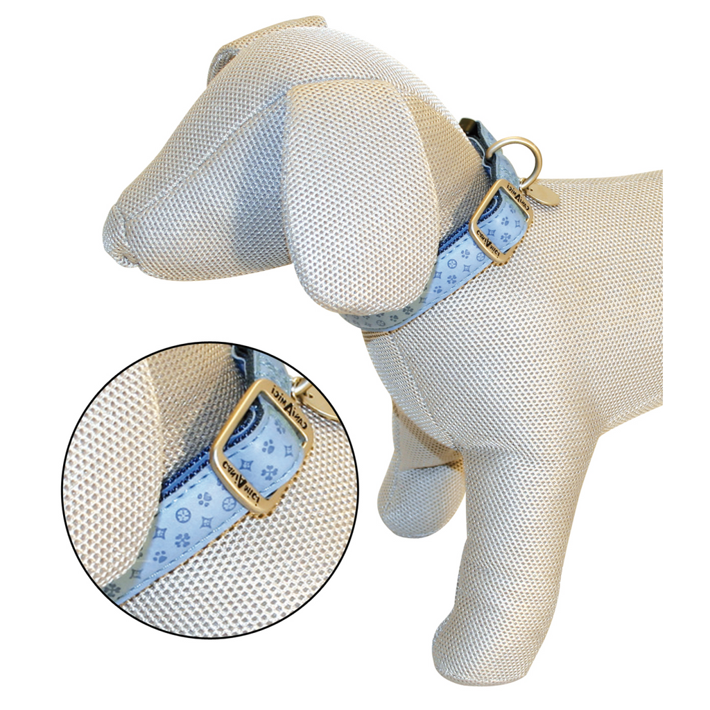 Mylord Leatherette Adjustable Dog Collar 26-40 x 1.5 cm, Largeight Blue