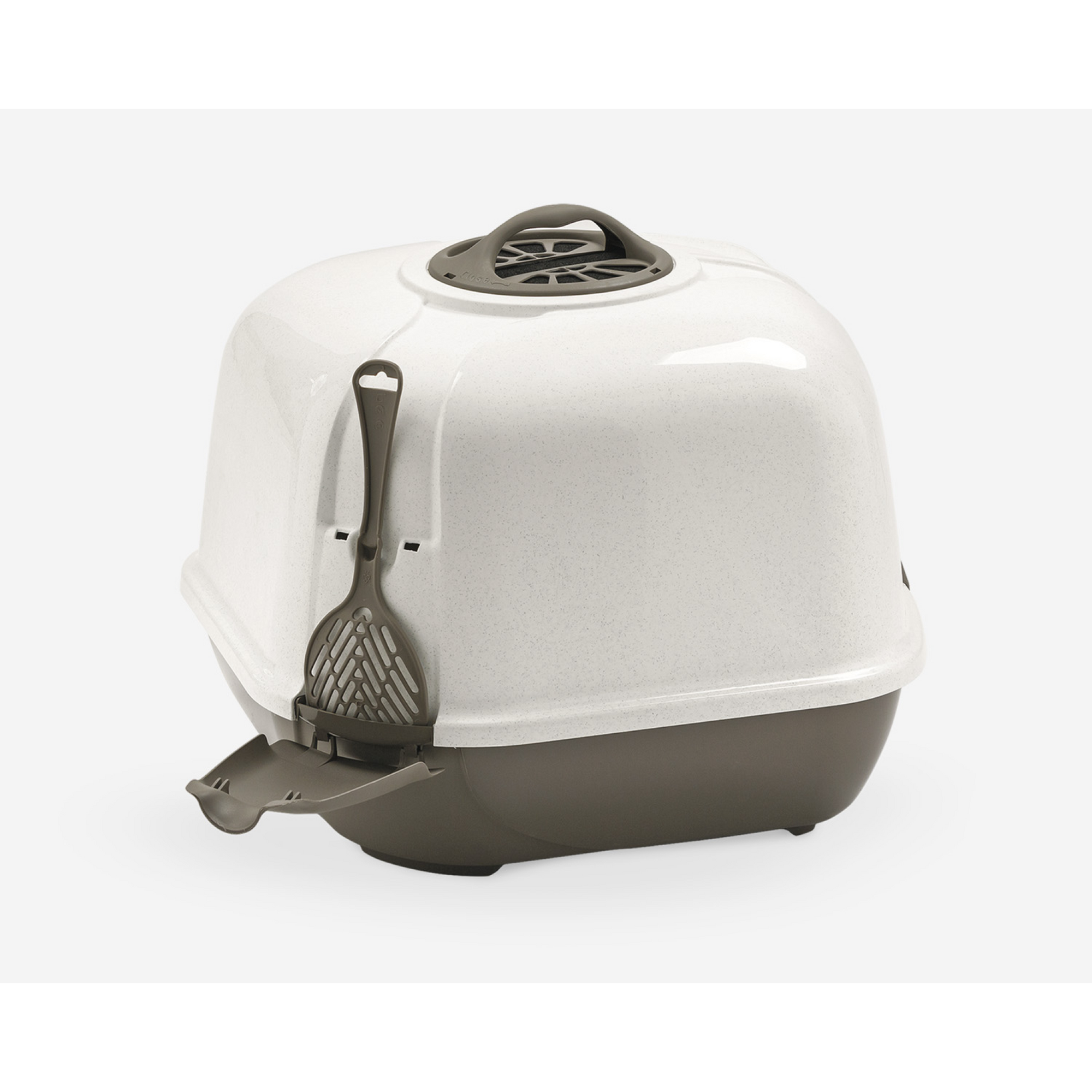 Corner Cat Litter Box Grey & White  52 x 59.5 x 44.5 cm