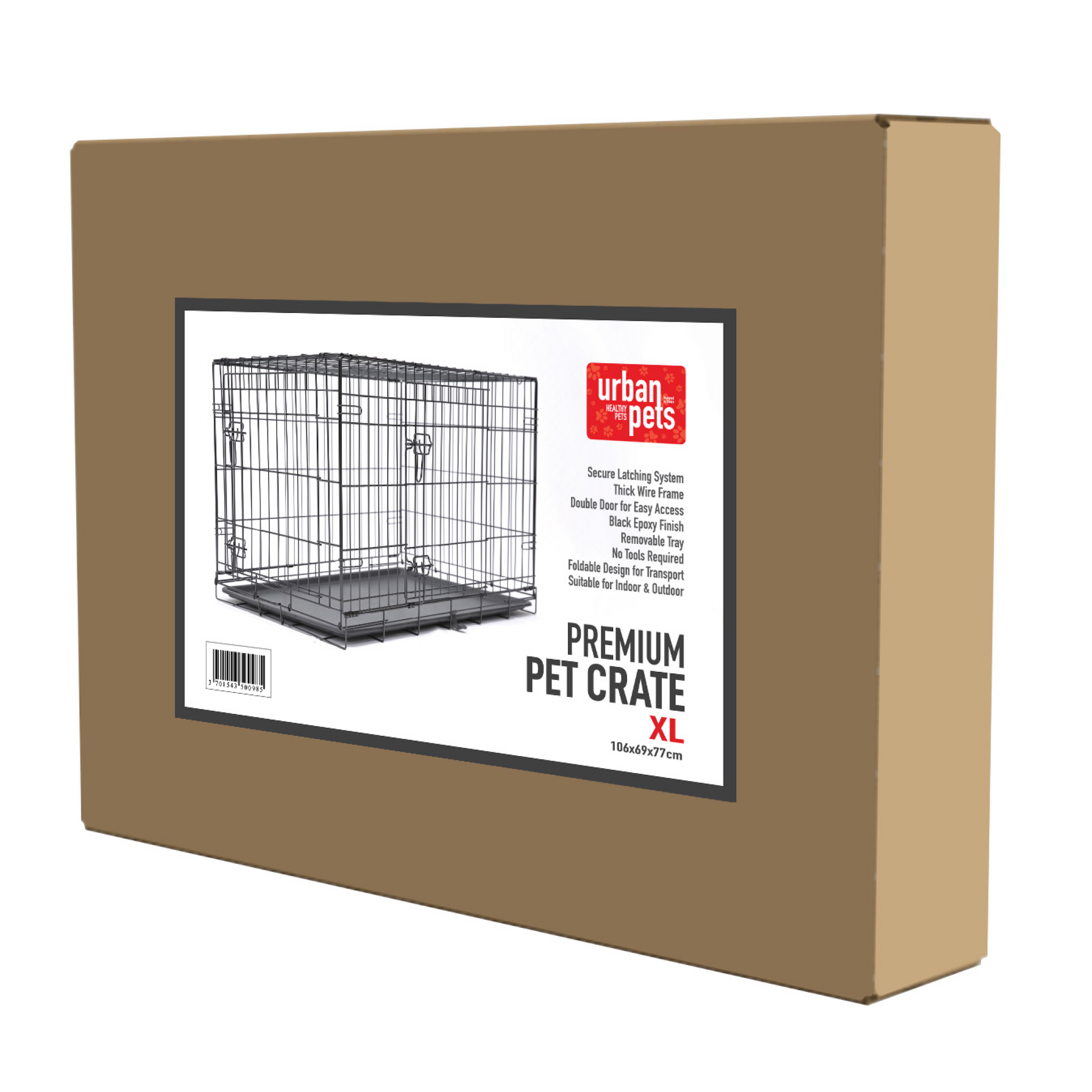 Foldable Dog Crate XLarge, 106 x 69 x 77 cm