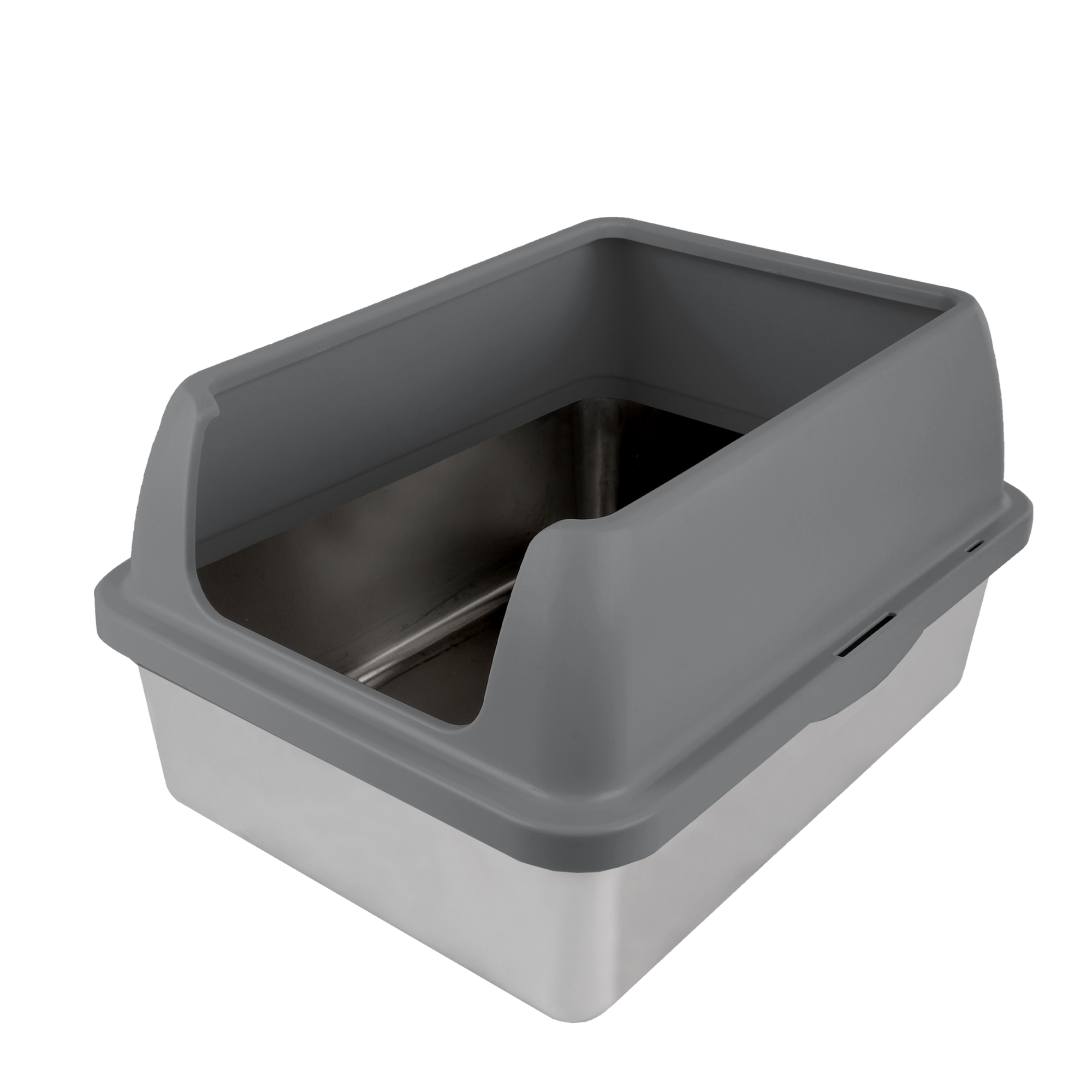 Go Fresh Enclosed Stainless Steel Cat Litter Box Grey