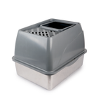 Go Fresh Stainless Steel No Mess Cat Litter Box Grey