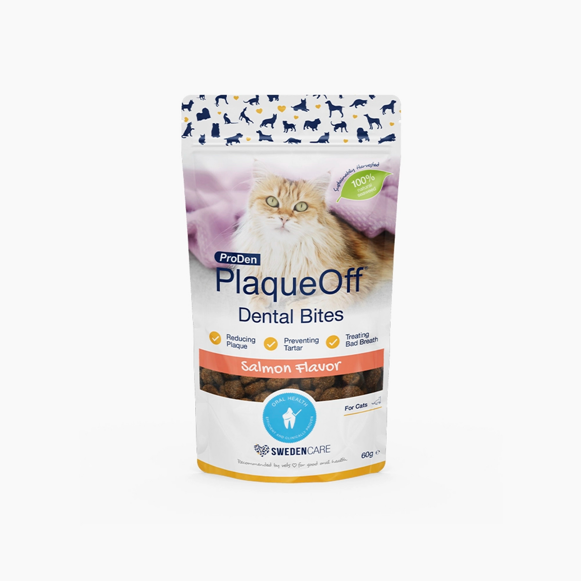ProDen PlaqueOff Dental Bites for Cats, Salmon Flavour 60 g