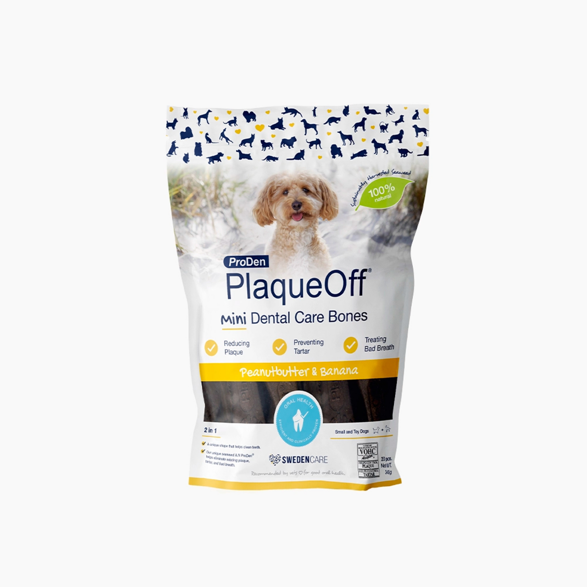 ProDen PlaqueOff Mini Dental Care Bones, Peanut Butter & Banana 340 g