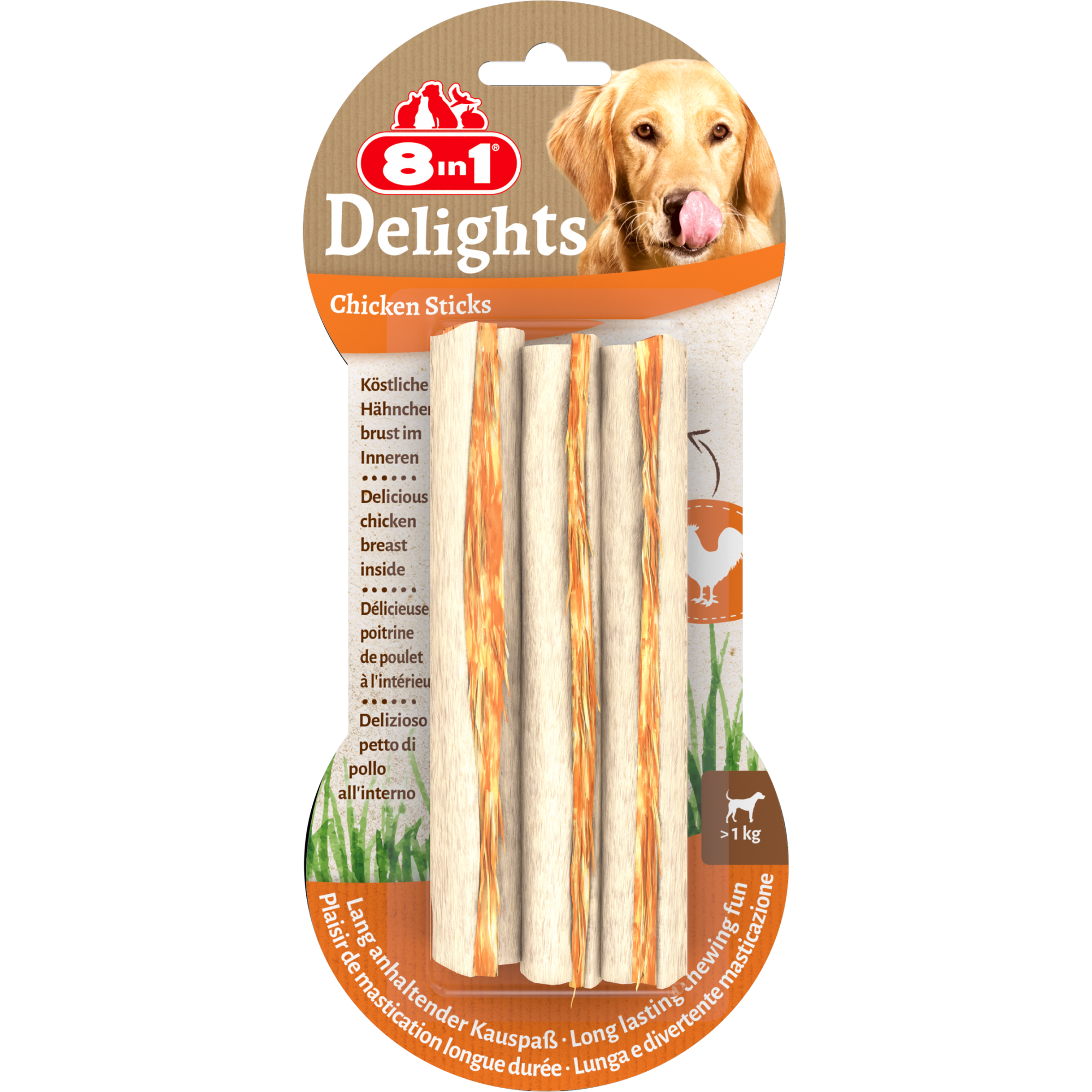 8in1 Delights Chicken Sticks 3 pcs, 75 g