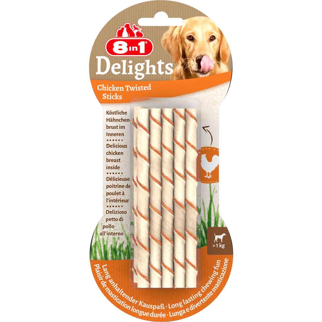 8in1 Delights Chicken Twisted Sticks 55 g