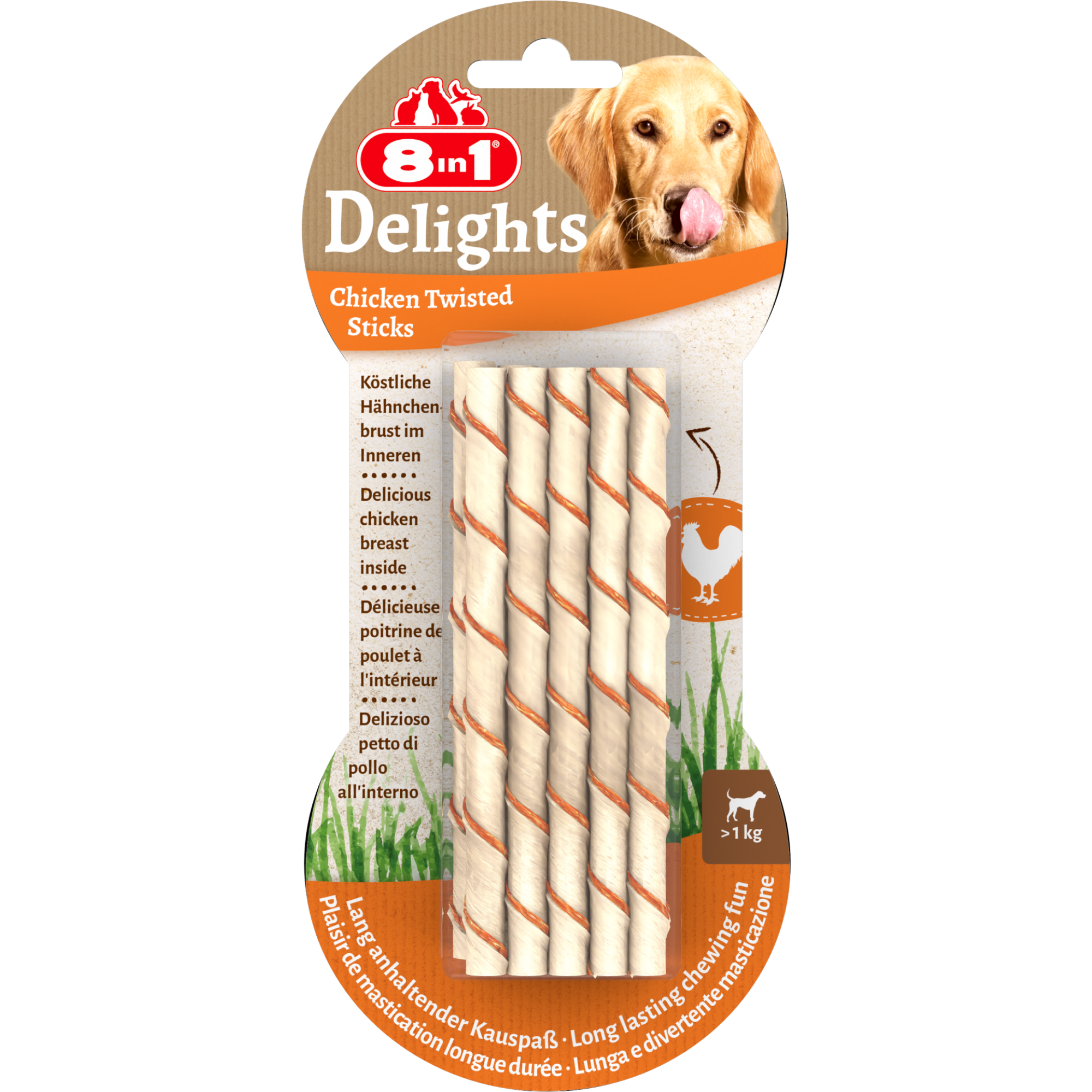 8in1 Delights Chicken Twisted Sticks 55 g