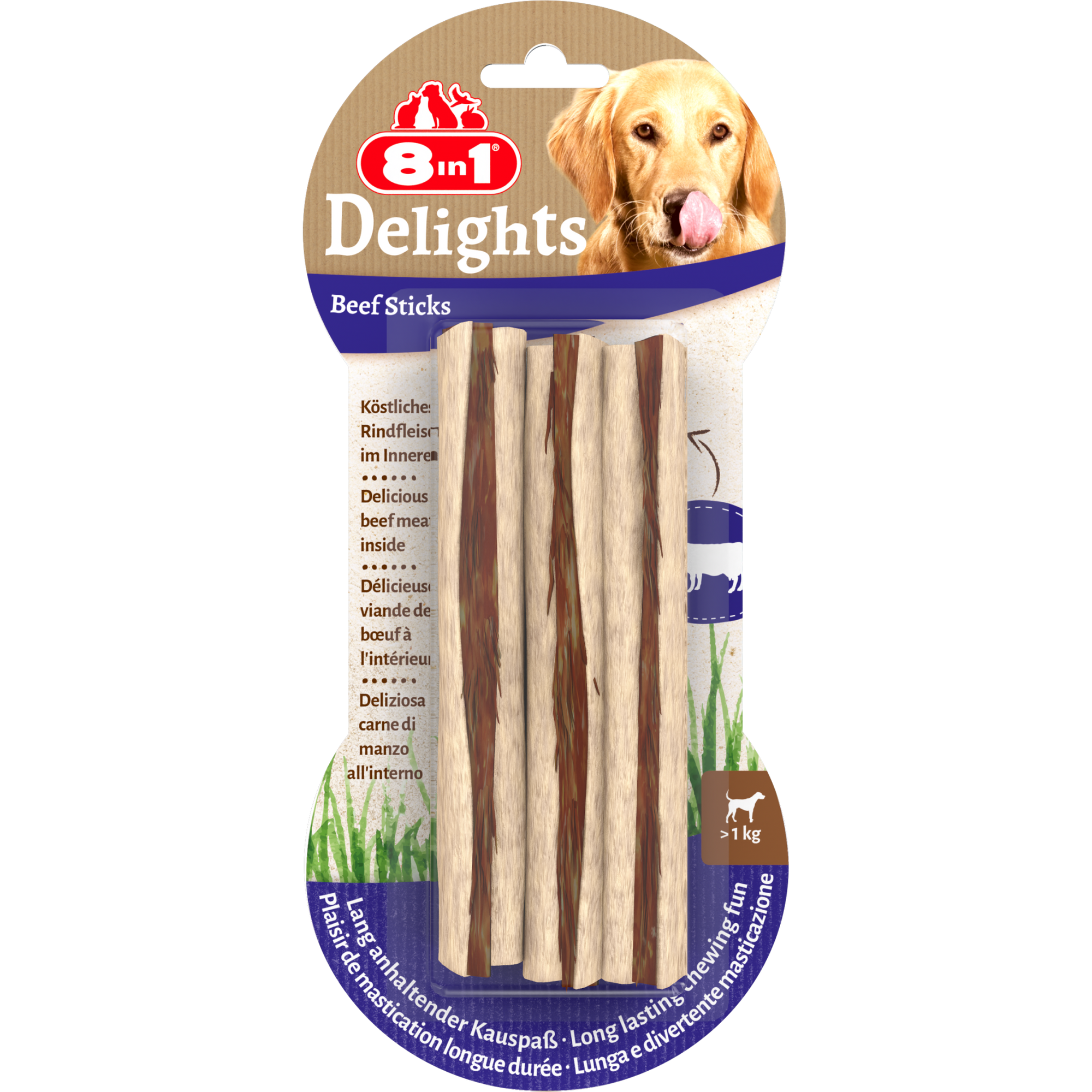 8in1 Delights Beef Sticks 3 pcs, 75 g
