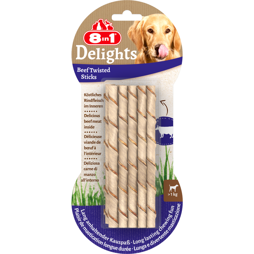 8in1 Delights Beef Twisted Sticks 10 pcs, 55 g