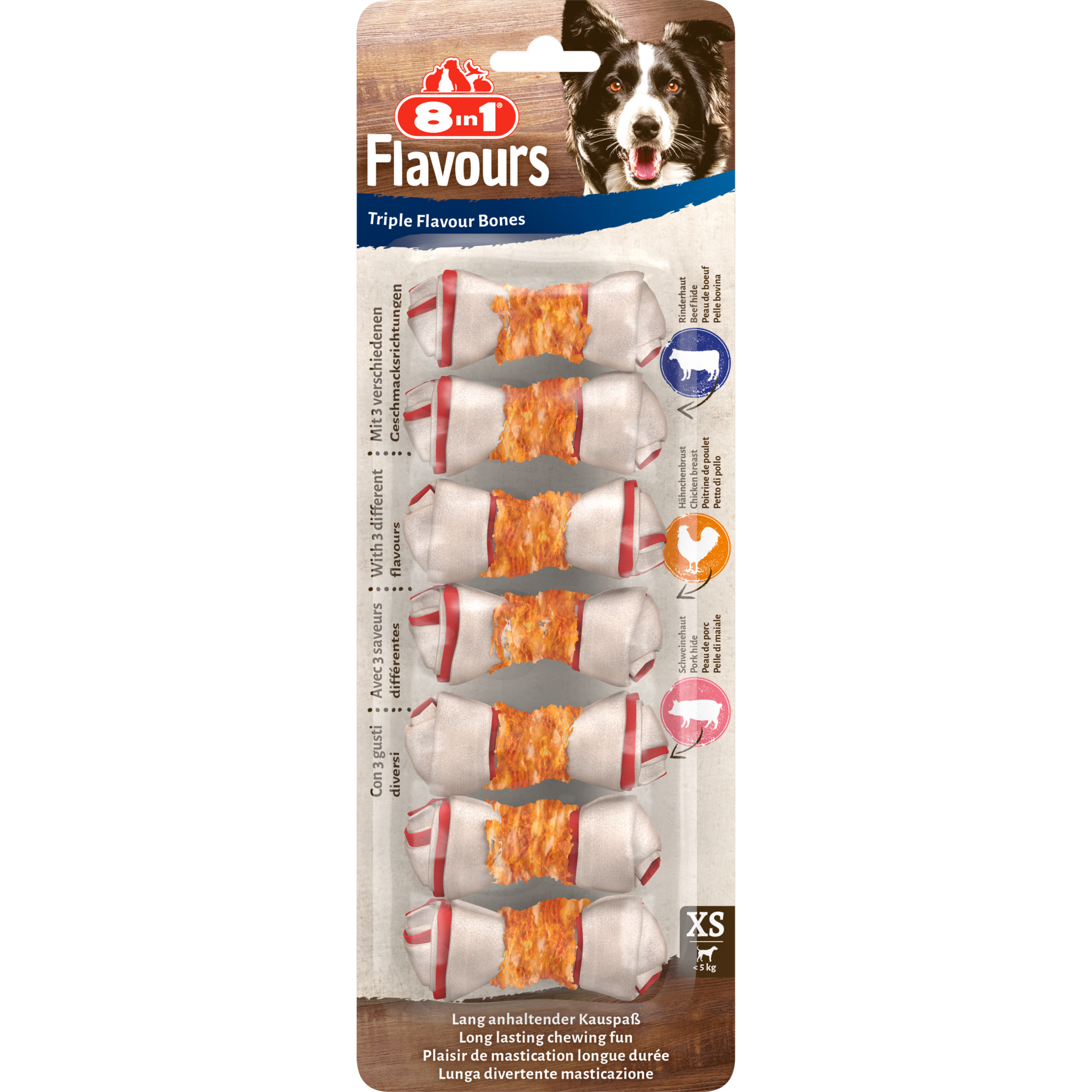 8in1 Triple Flavour Bones XS, 7pcs, 98 g