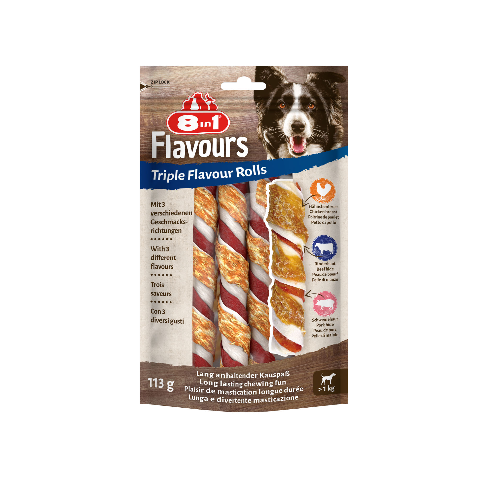 8in1 Triple Flavour Rolls 113 g