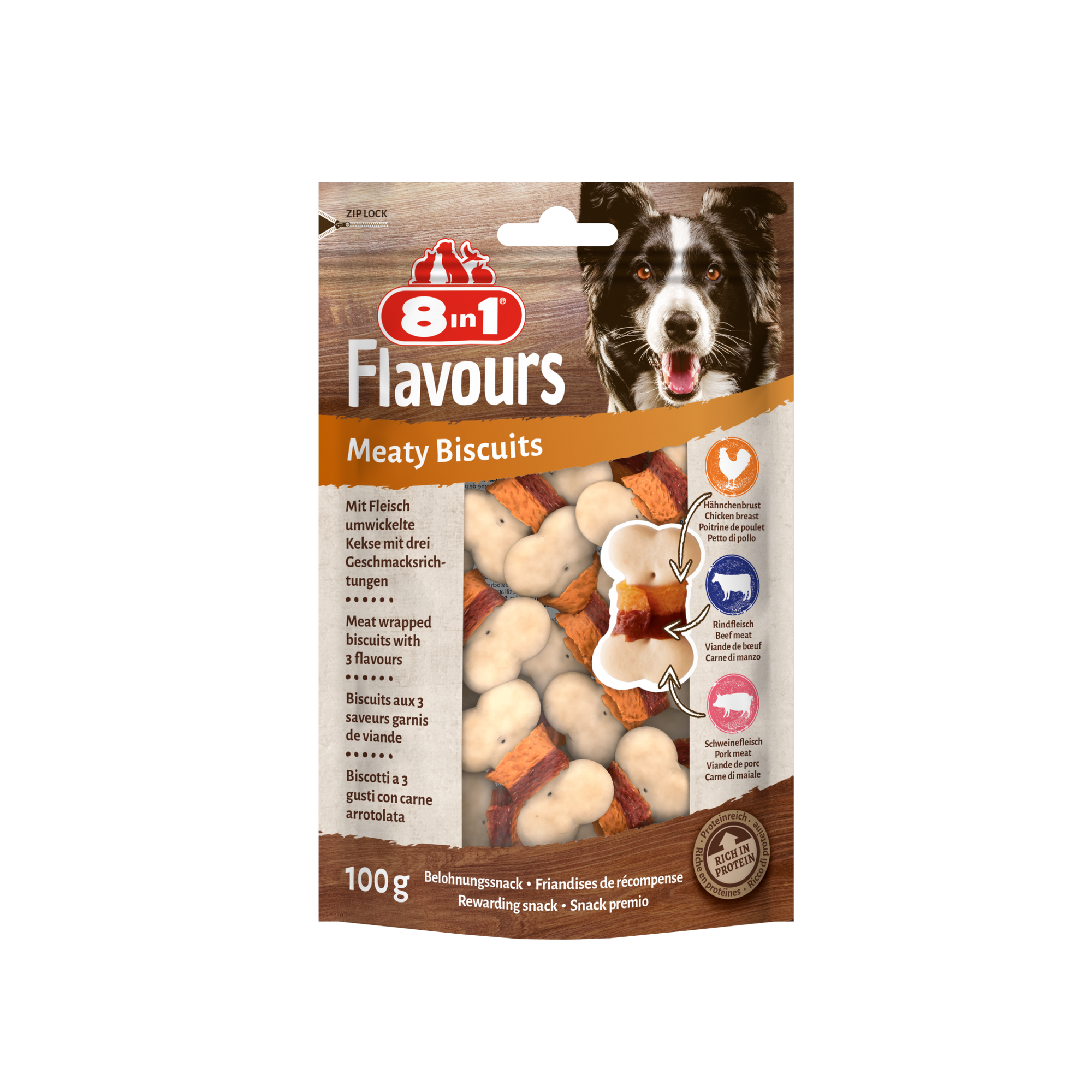 8in1 Flavours Meaty Biscuits 100 g