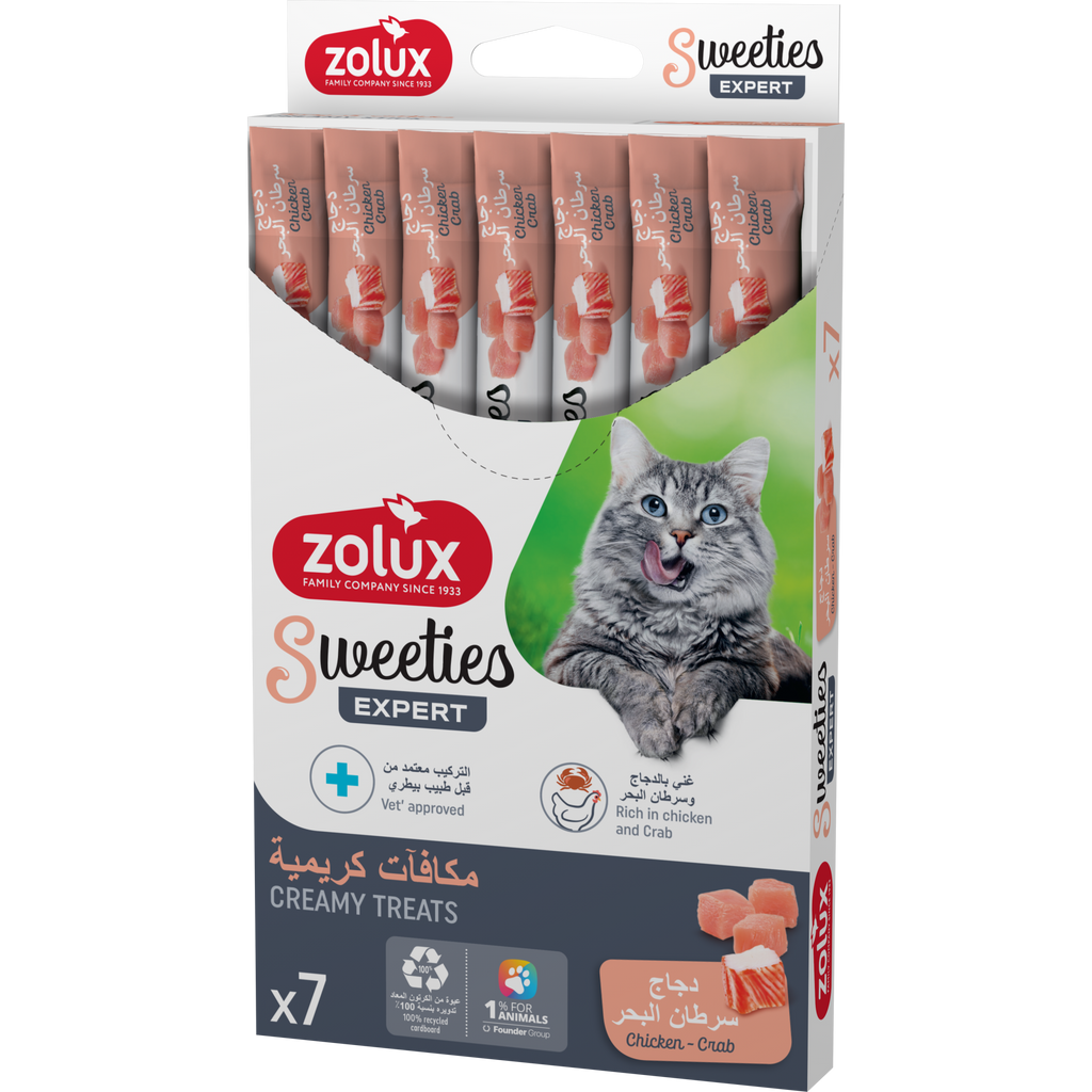 Sweeties Creamy Stick for Cats, Chicken Crab, 7 pcs/box