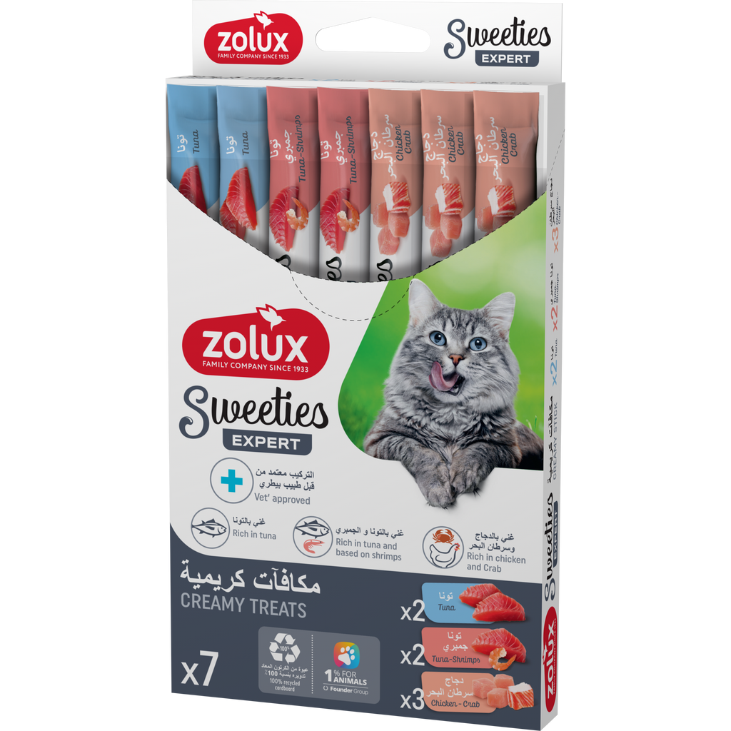 Sweeties Creamy Stick for Cats, Mixed of Tuna, Crabs & Shrimp, 7 pcs/box