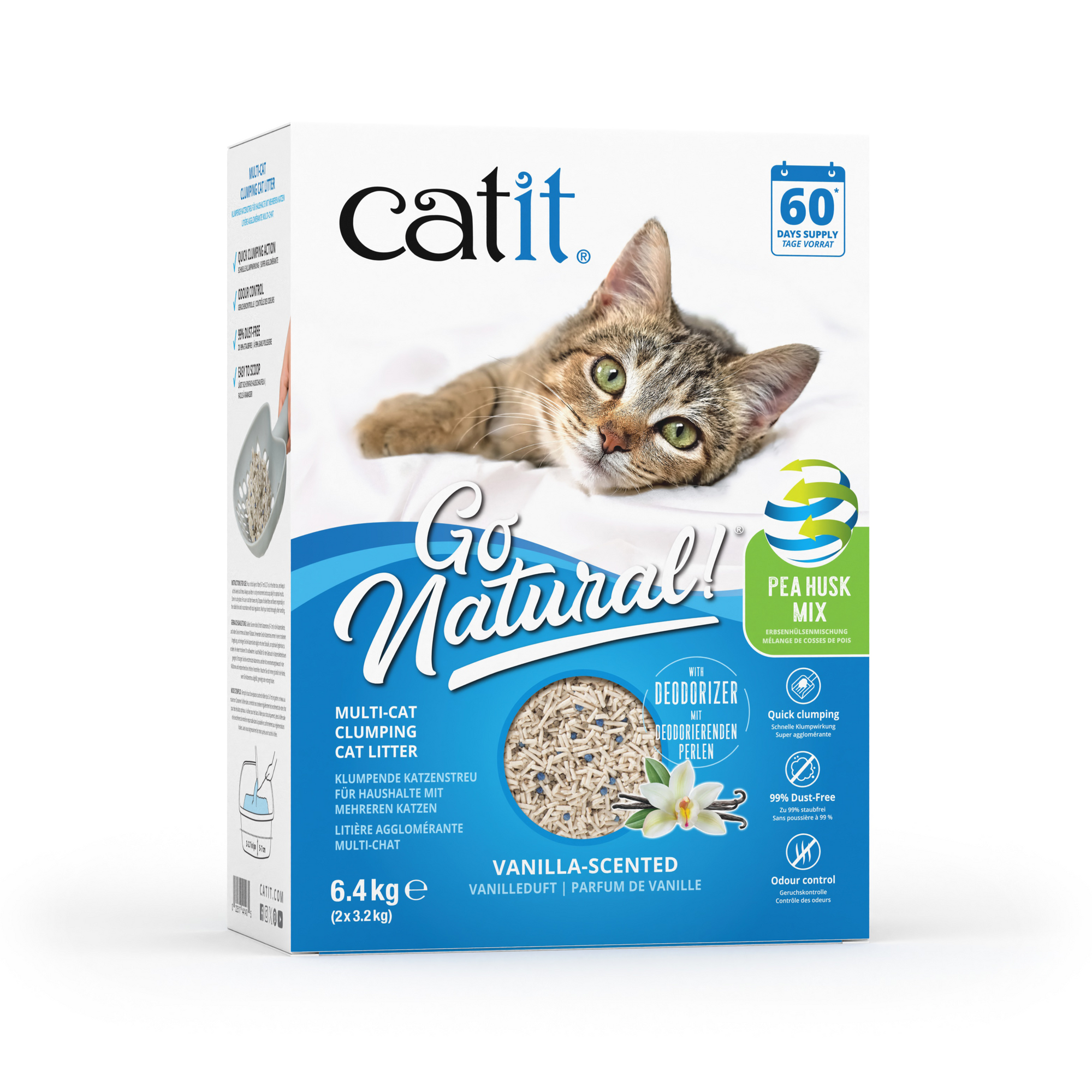 Catit Go Natural! Multi-Cat Clumping Cat Litter with Deodorizer, 2 x 3.2 kg (6.4 kg)