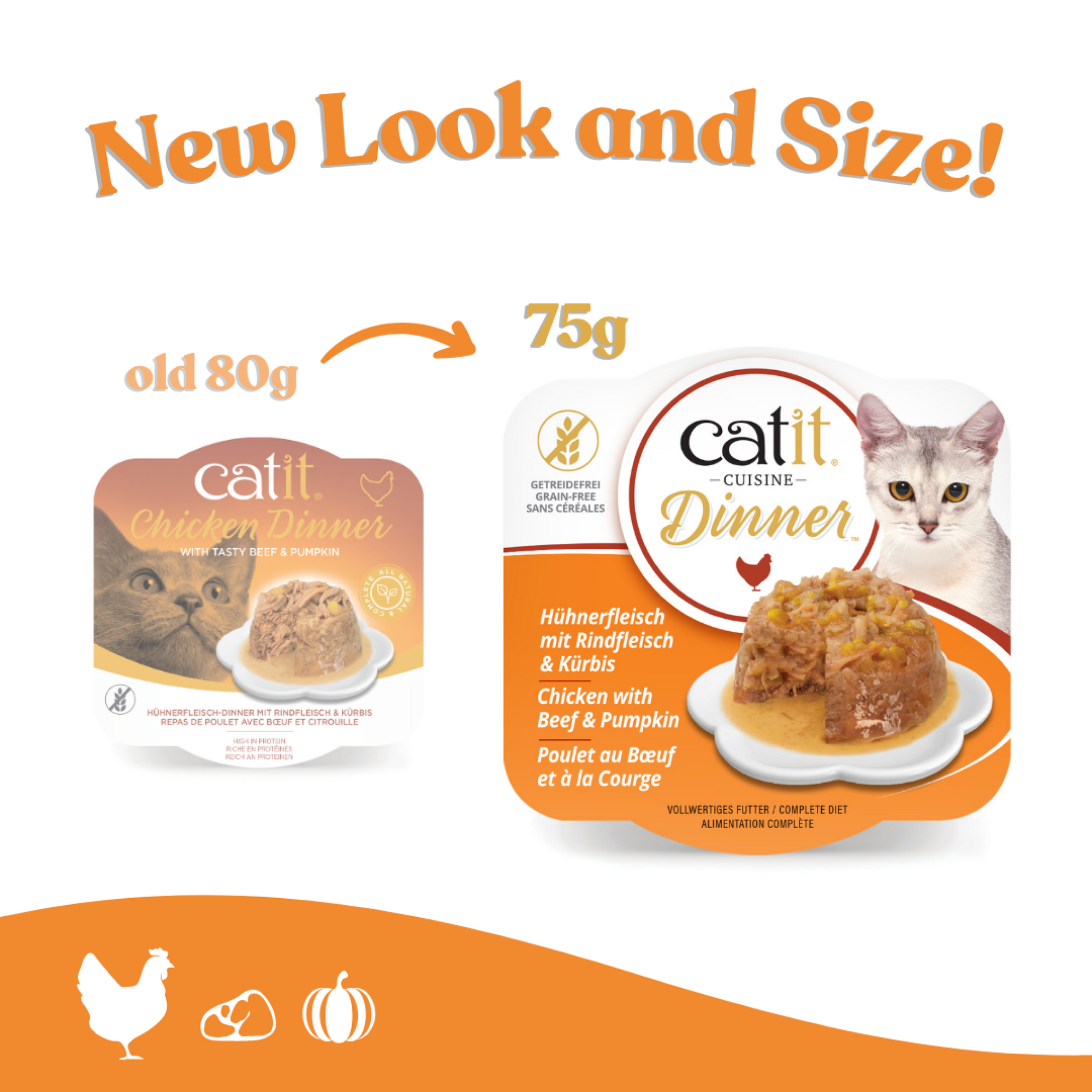 Catit Chicken Dinner, Beef & Pumpkin 75 g, 6 pcs/box