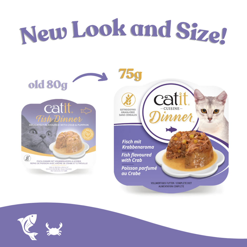 Catit Fish Dinner, Crab Flavour & Pumpkin 75 g, 6 pcs/box