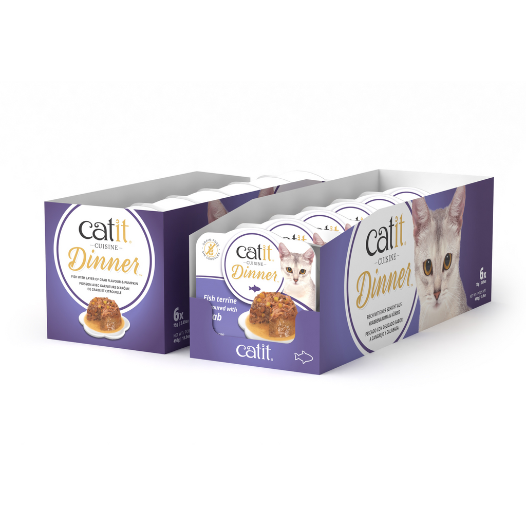 Catit Fish Dinner, Crab Flavour & Pumpkin 75 g, 6 pcs/box