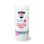 Safe4 Plastic Free Disinfectant Wipes 1:10 Dilution, Enhanced Formula, 100 wipes