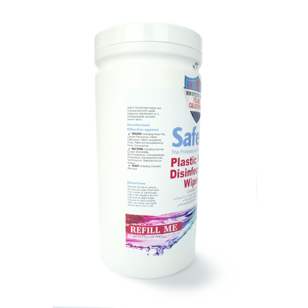 Safe4 Plastic Free Disinfectant Wipes 1:10 Dilution, Enhanced Formula, 100 wipes