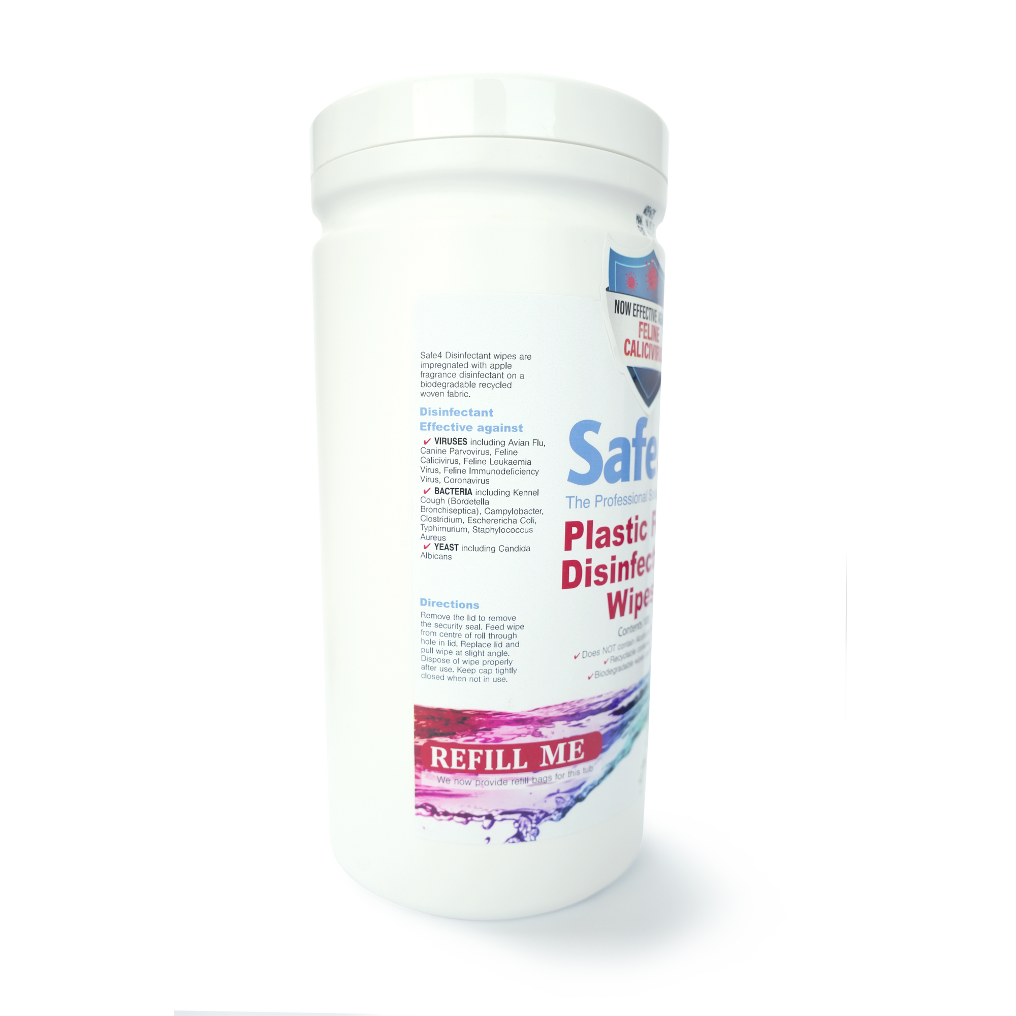 Safe4 Plastic Free Disinfectant Wipes 1:10 Dilution, Enhanced Formula, 100 wipes