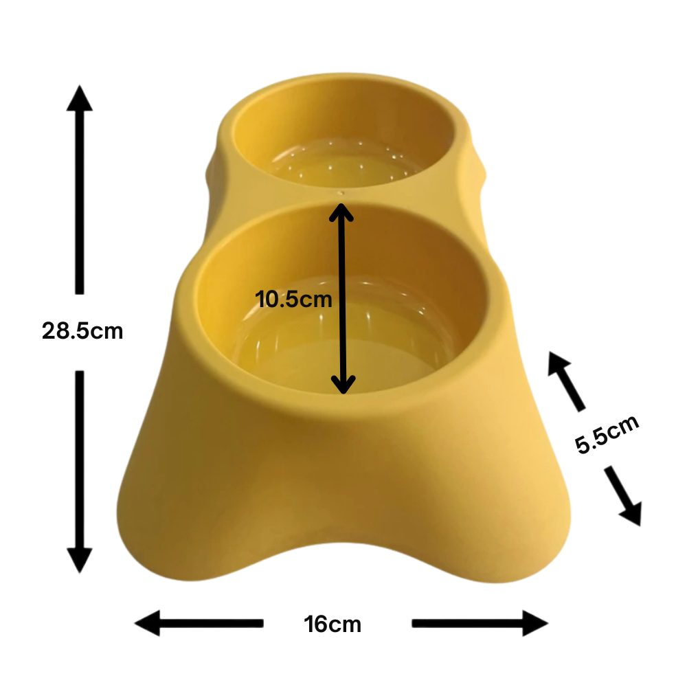 Cozy Paws Dual Pet Feeding Bowl Plastic- 28.5x16x5.5cm-Yellow