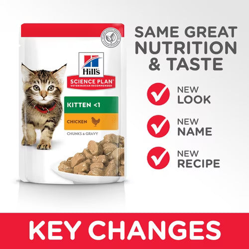 Hill's Science Plan Tender Chunks In Gravy Kitten Chicken Wet Pouches (12x85g)