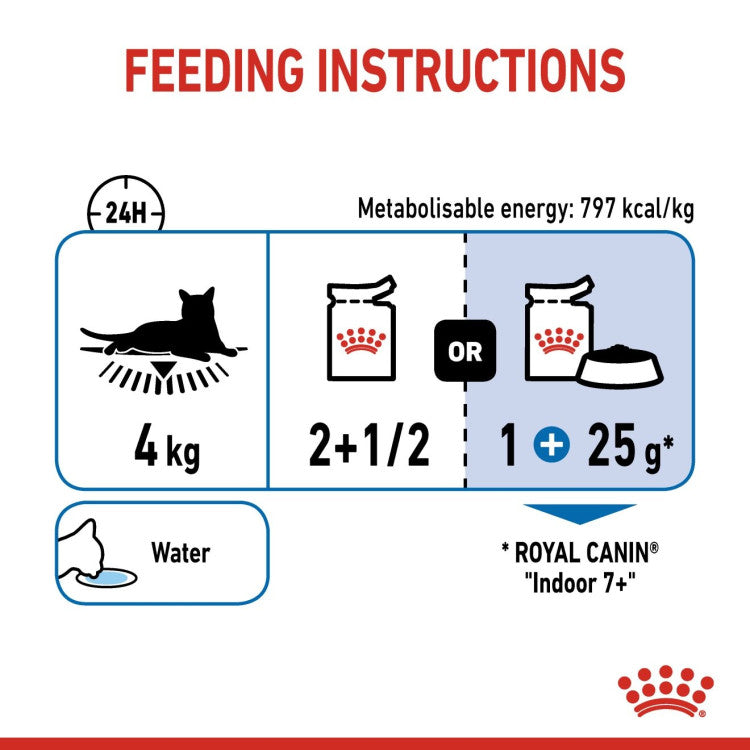 Royal Canin Indoor Sterilised 7+ in Chunks In Gravy Cat Wet Food 12 x 85 g - Pack of 12