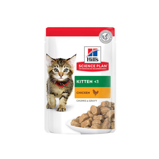 Hill's Science Plan Tender Chunks In Gravy Kitten Chicken Wet Pouches (12x85g)