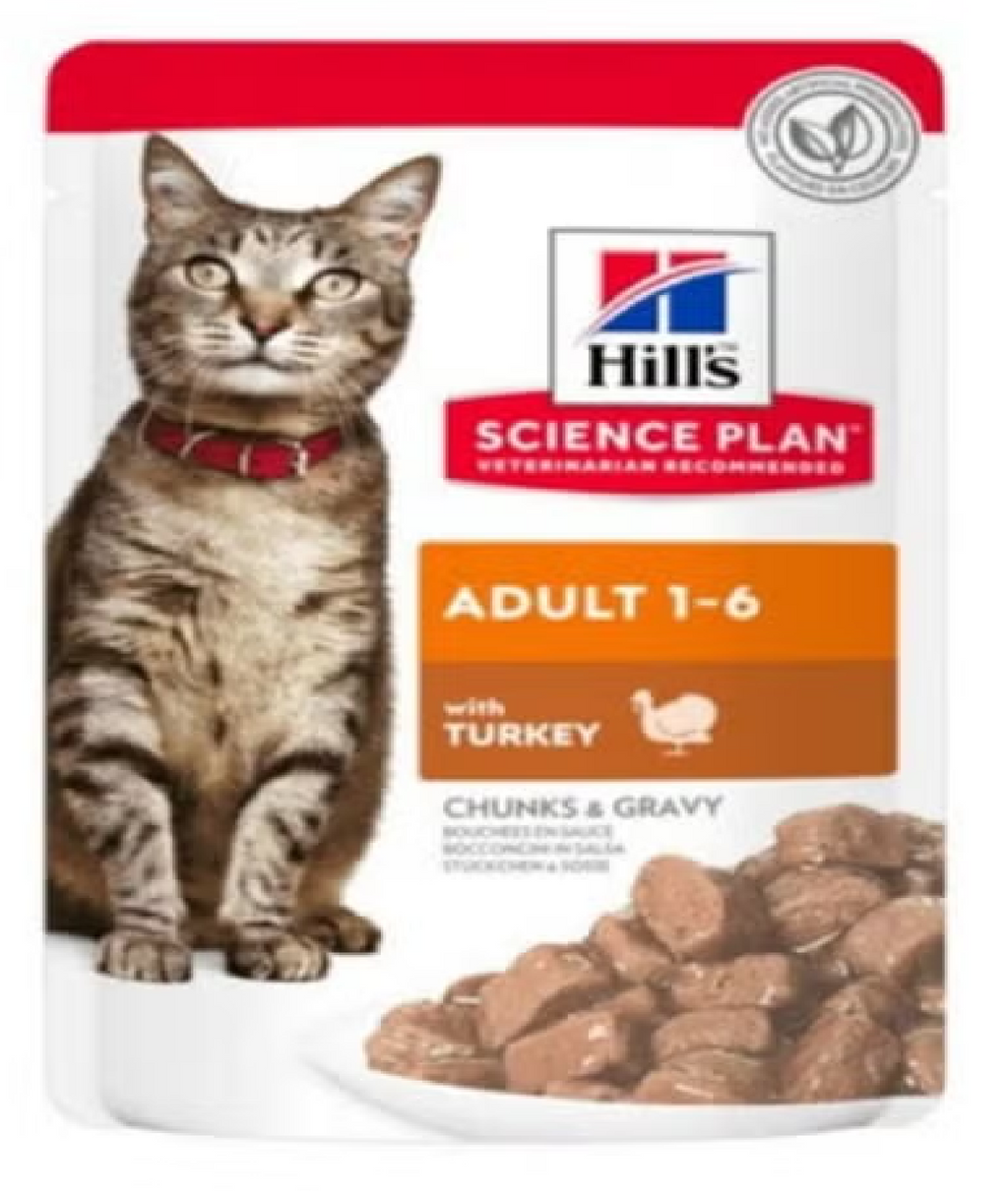Hill’s Science Plan Adult Wet Cat Food Turkey Pouches (12x85g)