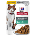 Hill's Science Plan Sterilised Cat Adult Cat Wet Food With Trout Pouches (12x85g)