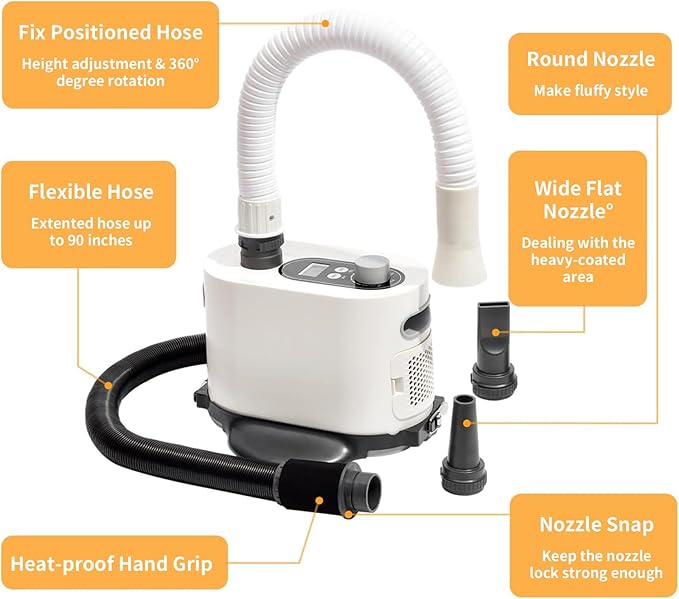 Pakeway Pet Hair Speed Adjustable Force Dryer