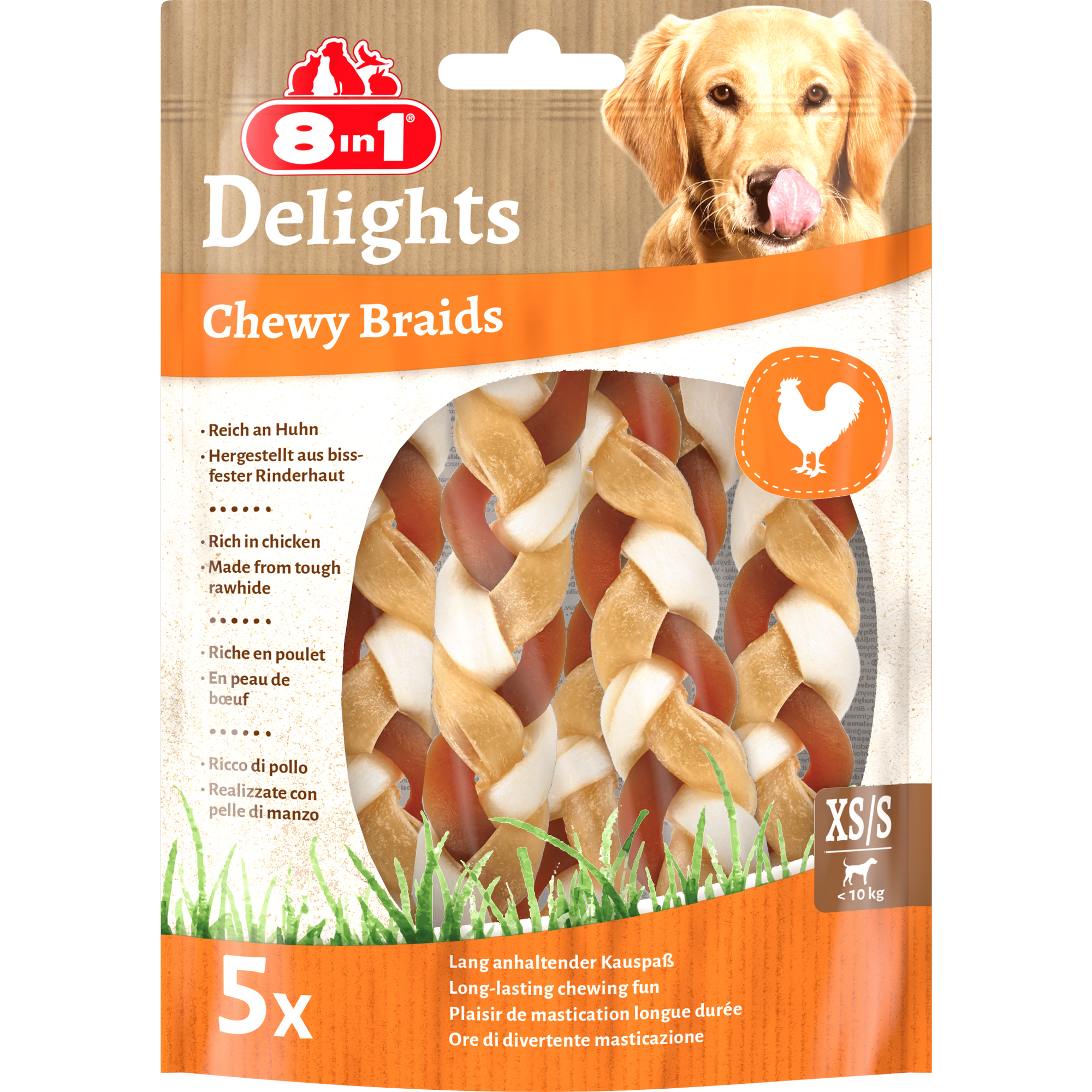 8in1 Delights Chewy Braids XS/S, 5 pcs, 75 g