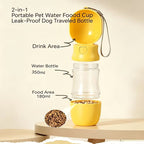 Cozy Paws 2-in-1 Portable Pet Water &amp; Food Cup – 350 ml, Yellow
