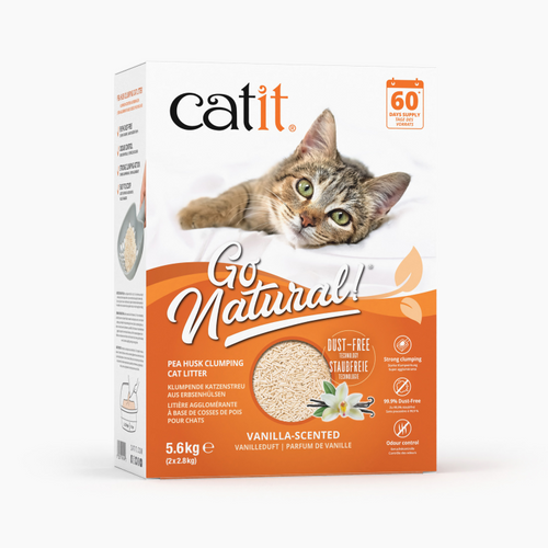 Catit Go Natural! Pea Husk Clumping Cat Litter, Vanilla Scent 2 x 2.8 kg (5.6 kg)