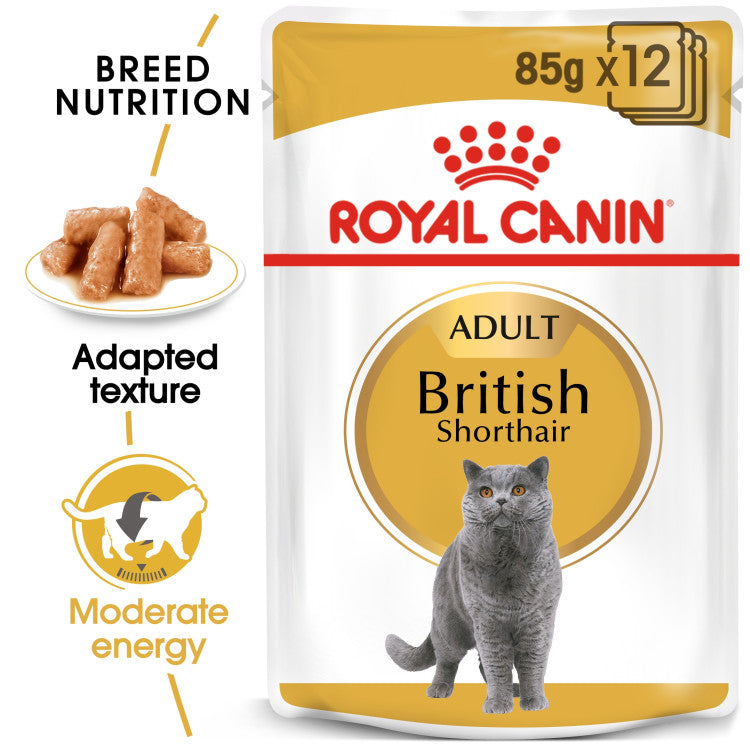 Royal Canin Feline Breed Nutrition British Shorthair (WET FOOD - Pouches) 12 x 85g - Pack of 12