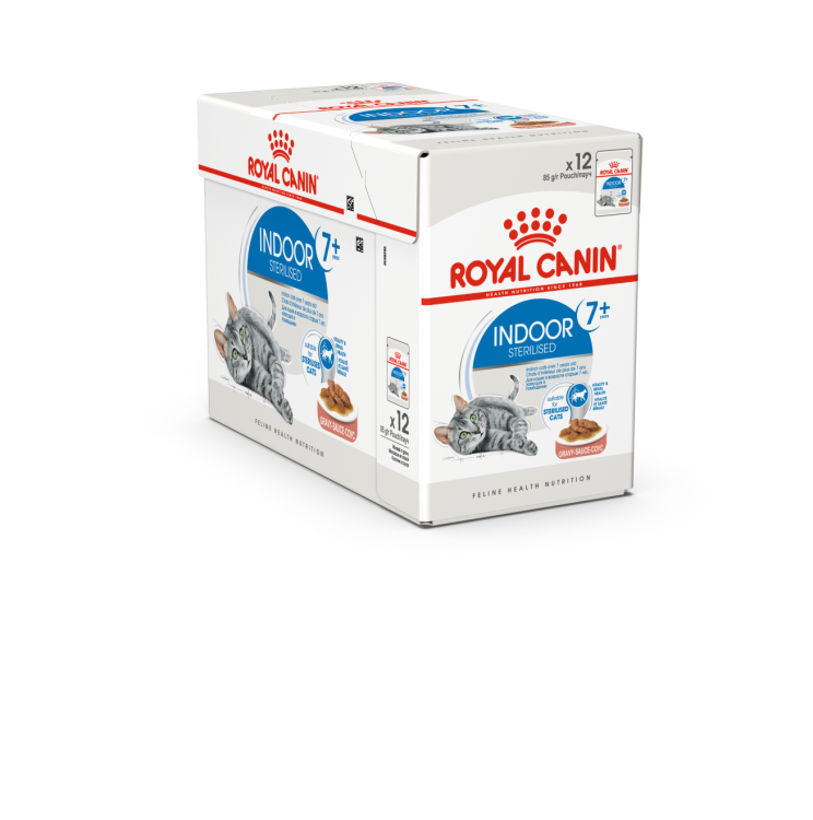 Royal Canin Indoor Sterilised 7+ in Chunks In Gravy Cat Wet Food 12 x 85 g - Pack of 12