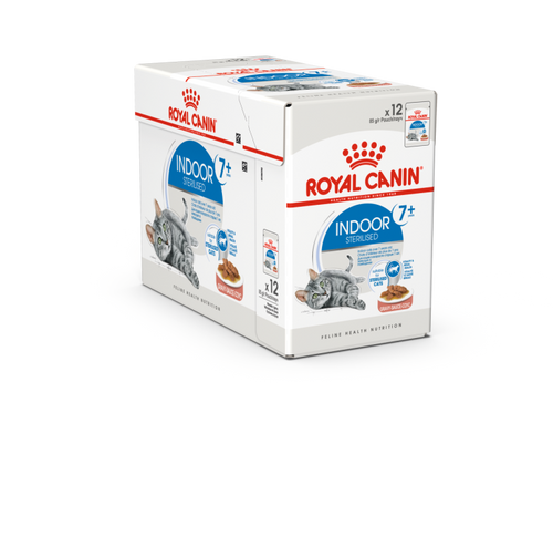 Royal Canin Indoor Sterilised 7+ in Chunks In Gravy Cat Wet Food 12 x 85 g - Pack of 12