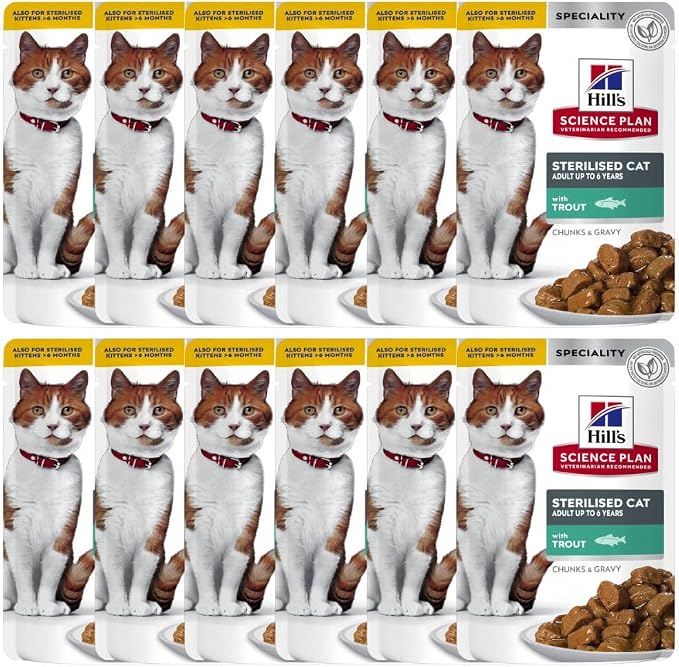 Hill's Science Plan Sterilised Cat Adult Cat Wet Food With Trout Pouches (12x85g)