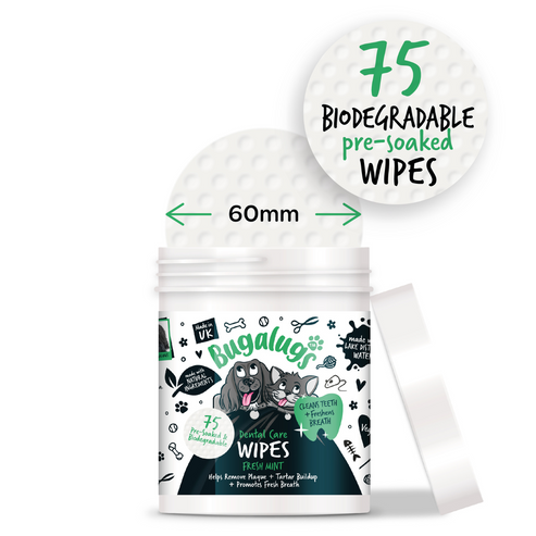 Bugalugs Dental Care Biodegradable Wipes for Dogs & Cats - 75WIPES