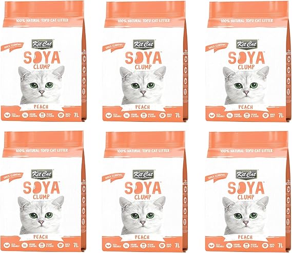 Kit Cat Soya Clump Soybean Litter – Peach 7L(1 Box – 6pcs)