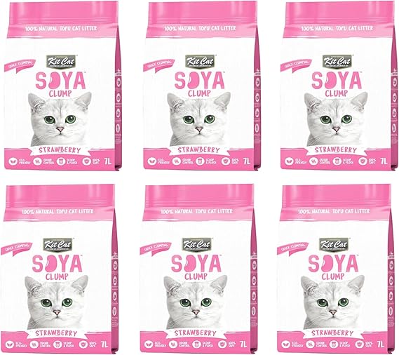 Kit Cat Soya Clump Soybean Litter – Strawberry 7L(1 Box – 6pcs)