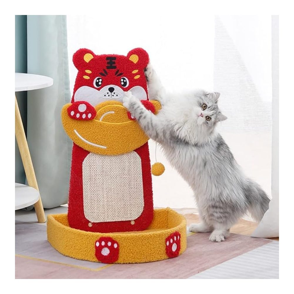 Cozy Paws Tiger Shape Cat Scratching Board With Cat Bed and Sisal Rope -41*33*62cm